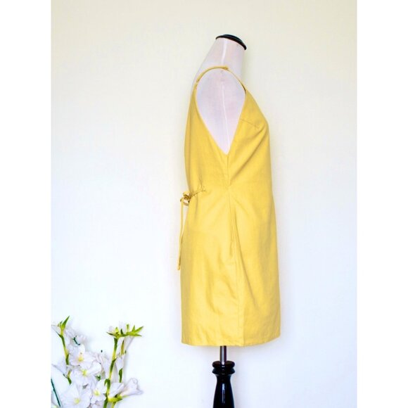NEW! Revolve Superdown Tawny Wrap Linen Blend Mini Dress Yellow SZ M - Picture 7 of 9